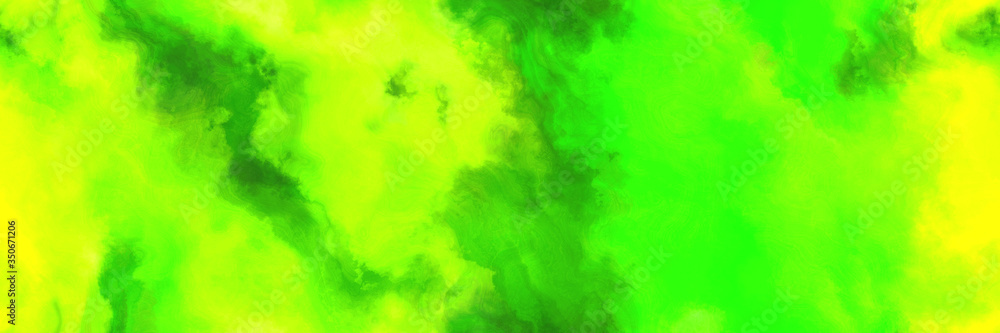 Poster seamless abstract watercolor background with watercolor paint with neon green, chart reuse and forest green colors and space for text or image