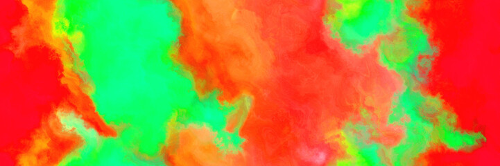 seamless abstract watercolor background with watercolor paint with vivid lime green, orange red and yellow green colors and space for text or image