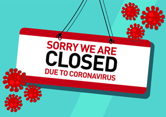 Closed due to coronavirus shop business sign