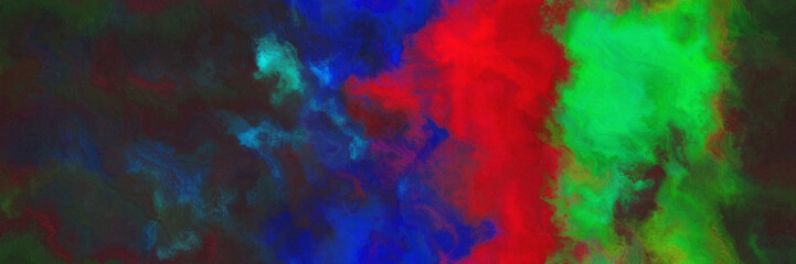 seamless abstract watercolor background with watercolor paint with very dark blue, strong red and lime green colors. can be used as web banner or background