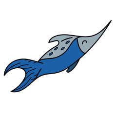 color vector element, picture of a marine inhabitant, cute fish shark sword