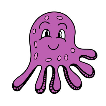 color vector element, drawing of a marine inhabitant, cute octopus
