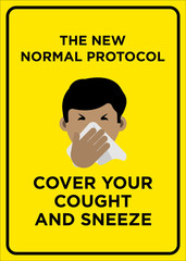 Vector Poster: The New Normal Protocol, Cover Your Cough and Sneeze