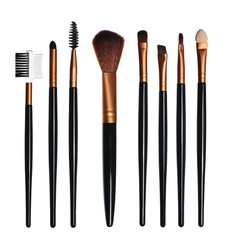 Collection makeup brush for applying face powder isolated on white background with clipping path