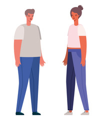 Fototapeta premium Woman and man avatar cartoon vector design