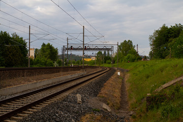 
Czech tracks for trains and architecture around the spring in the Czech Republic