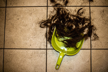 trimmed hair after cutting at home