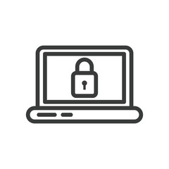 laptop with padlock line style