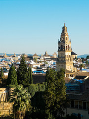 Fototapeta na wymiar Bell Tower (Torre de Alminar) of Cathedral Mosque, Mezquita de Cordoba. Andalusia, Spain.