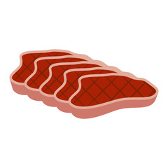 Baked steaks.Vector isometric and 3D view.