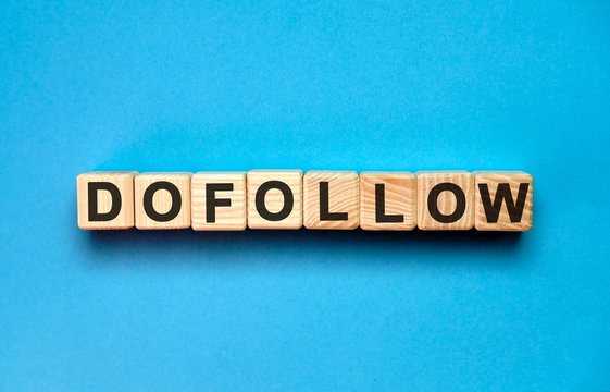 Dofollow - concept text on a monochrome blue background