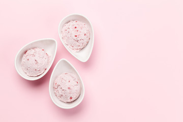 Raspberry ice cream scoops