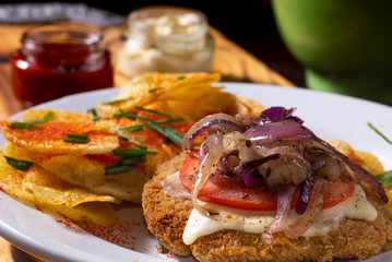 grilled meat with vegetables