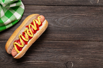Hot dog with mustard and ketchup