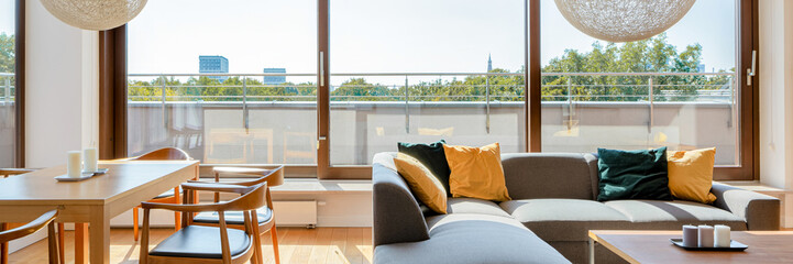 Panorama of apartment with terrace