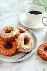 Homemade fresh deep fried Donuts/ Doughnuts, selective focus