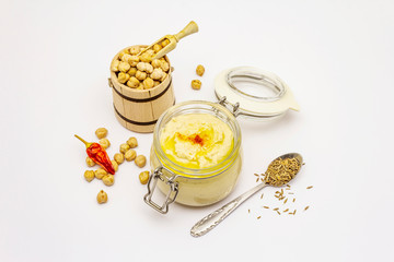 Hummus isolated on white background