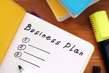 Business Plan sign on the page.