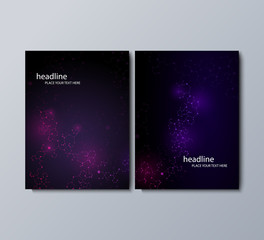 Modern vector templates for A4 brochure cover. Abstract geometric background with connected lines and dots ,molecule or atom . Business, science, medicine and technology design.