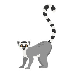Lemur Cartoon character stay. Flat animal icon. Vector illustration isolated on white background.