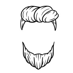 Fashionable men haircut. element of head and face hipster. Hand drawn hair guy cartoon. Fashion and style. Logo of barbershop. Hair and beard