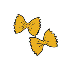 farfalle pasta doodle icon, vector illustration