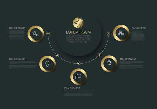 Simple Infographic Layout with Five Gold Elements