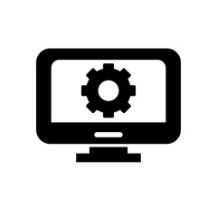 desktop with gear silhouette style icon