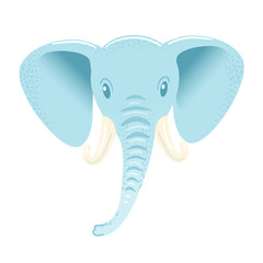 Elephant mask in flat style on white background. Animal face Vector graphic illustration. Zoo head icon head object. Isolated Funny cartoon character. Paper elephant art for children design