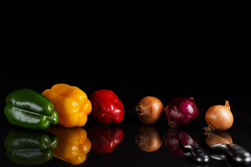 Vegetables on black background