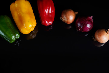 Vegetables on black background