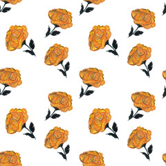 Rose flowers on white background handmade gouache, oil paint seamless pattern gentle. Background for web pages, wedding invitations, save the date cards.