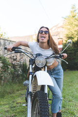 woman having a good time in a motorbike