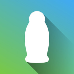 Gel, Foam, Liquid Soap. Dispenser Pump Plastic Bottle. White Icon with gray dropped limitless shadow on green to blue background. Illustration.