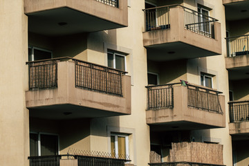 View of the facade of a building in the streets of Limassol in Cyprus island