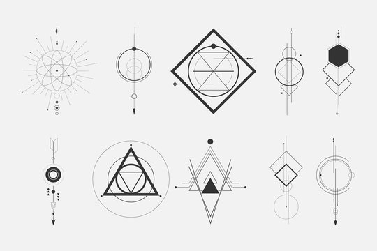 set of a minimalist geometric design elements tattoo. - hipster concept.