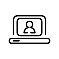 laptop with user line style icon