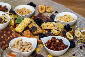 Granola bars with healthy nuts and dried fruits