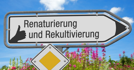 Renaturierung und Rekultivierung, Wegweiser, Daumen hoch,