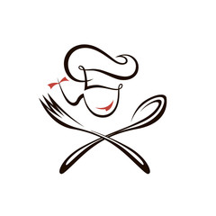chef woman design with spoon and fork isolated on white background