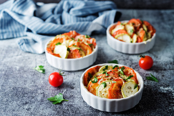 Zucchini tomato casserole with pepper and parsley
