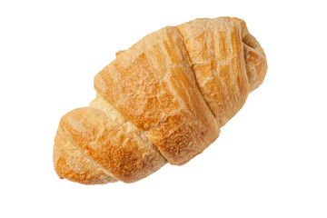 freshly baked flavorful crispy croissant isolated on white