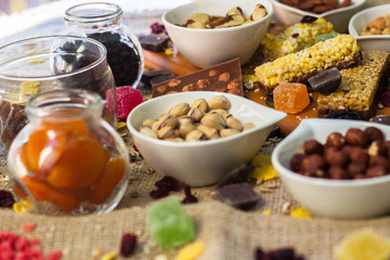 Granola bars with healthy nuts and dried fruits