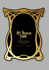 Label, decorative frame, border. Tamplate good for product label with place for text Colored vector illustration in art nouveau style, vintage, old, retro style. In gold and black colors.