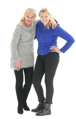 Happy casual women smiling isolated over a white background