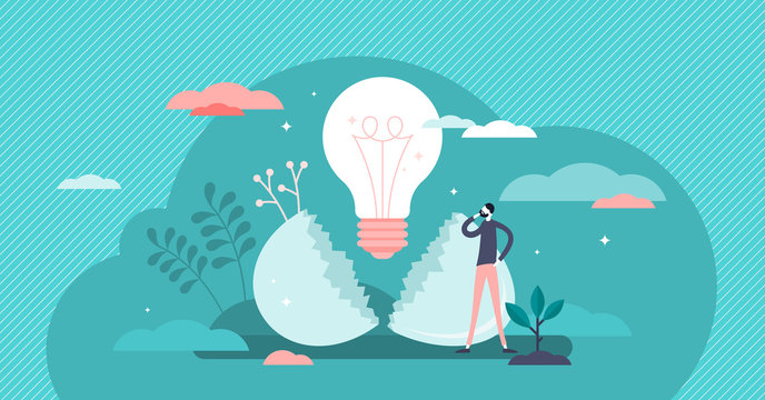 Hatching idea vector illustration. Creative new flat tiny persons concept.