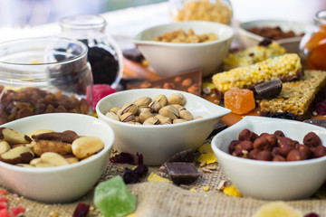 Granola bars with healthy nuts and dried fruits