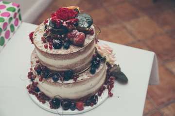 Natural cake, organic cake at a wedding