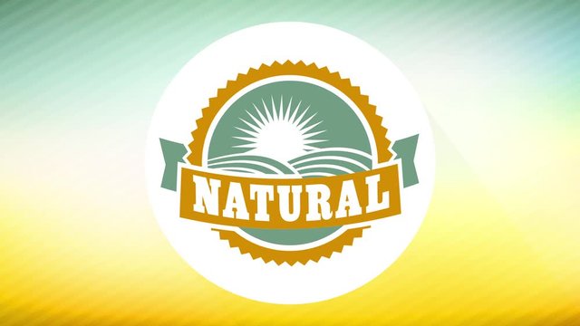 natural food publicity for specific environmentally friendly products with rounded print with soft summer style elements