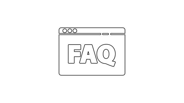 Black line Browser FAQ icon isolated on white background. Internet communication protocol. 4K Video motion graphic animation